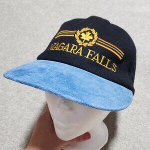 VINTAGE Niagara Falls Wool Blend Faux Suede Cap Hat Embroidered Unisex OS